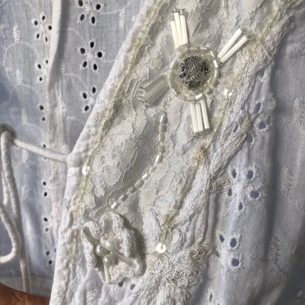 Antica Sartoria Cotton Embroidered Lace Swim coverup Top Dress sz M - Image 2
