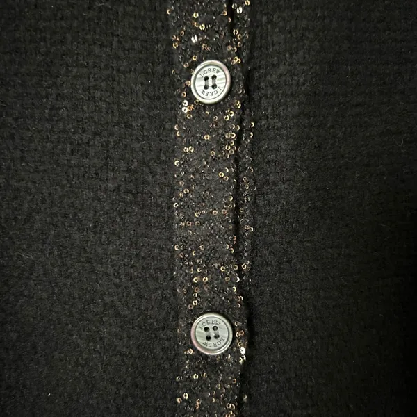 J.Crew Sequin Trim Lady Jacket Cardigan Black Extra Soft Yarn CP346 Size XS - Image 4
