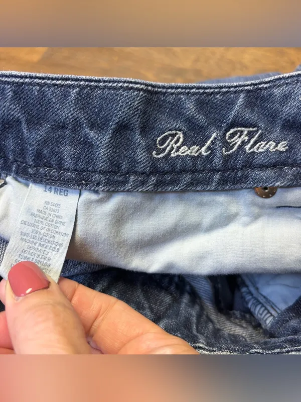 Vintage Y2K American Eagle Real Flare Jeans Women’s 14 Low Rise Blue Denim - Image 10
