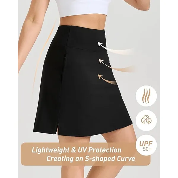 NWT ~ Women's Black 19" Knee Length Skort Pocket Golf Tennis Skirt ~ SMALL - Image 5