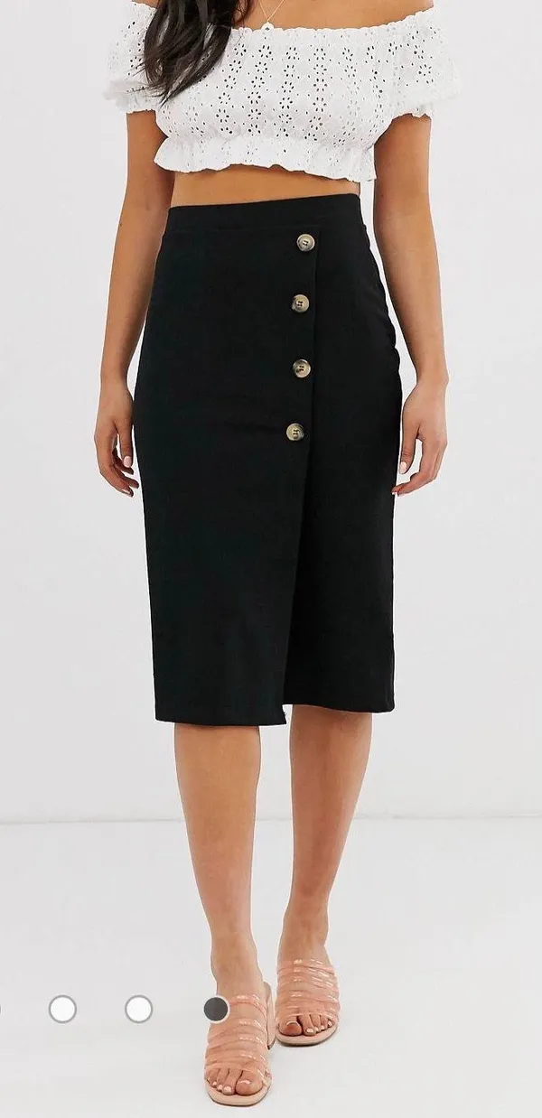 ASOS New look Black Side Button Down Midi Skirt - Image 3