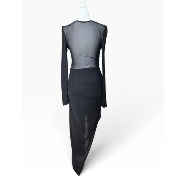 Lulus Black Sheer Mesh Cutout Bodycon Maxi Dress Size M - Image 3
