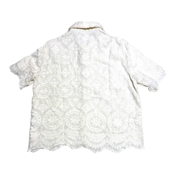 Zara ZW Limited Collection Embroidered Cream Shirt size Medium - Image 3