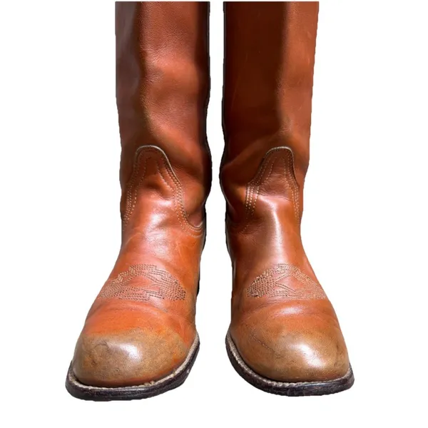 FRYE Campus Leather Boots AZTEC Embroidered Stitching Tan Women’s Size 7 - Image 6