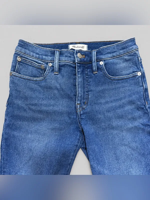 Madewell Cali Demi-Boot Jeans 28P Petite High Rise Raw Hem Medium Wash Classic - Image 2