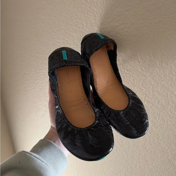 TIEKS by Gavrieli Obsidian Patent‎ Leather Luxury Ballet Flats Sz 8 Black - Image 5