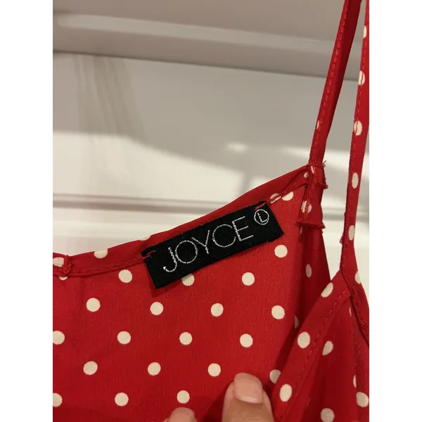 Red & White Polka Dot Spaghetti Strap Cami size Large Game Day Holiday Flirty - Image 3