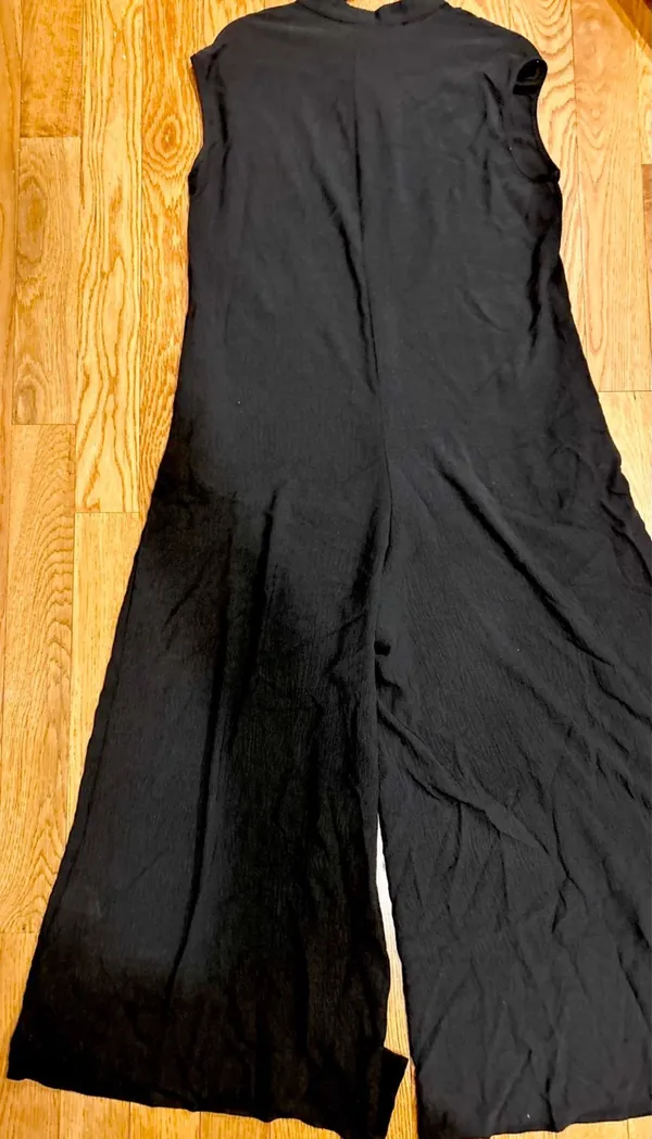 SHEIN black exaggerated Wide-Leg Button-Front placket oversize Jumpsuit L - Image 12
