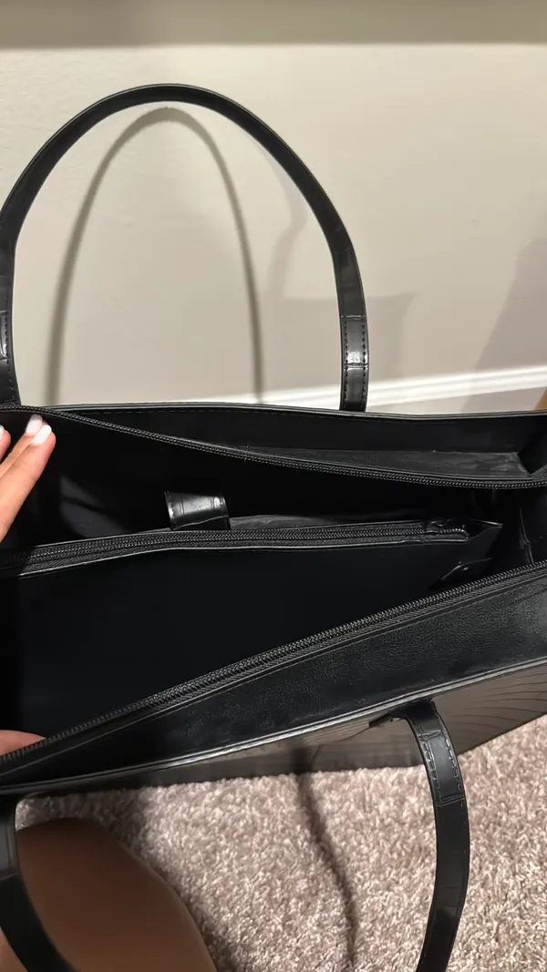 BEIS Work Tote in Black Croc - Image 2