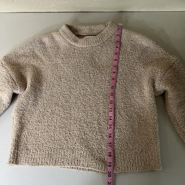 Abercrombie Fitch Soft A & F‎ Sweater Womens S Beige Sherpa Fleece Pullover - Image 4