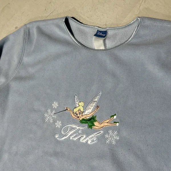Vintage Disney "Tink" Tinkerbell Blue Sweatshirt Women's SZ XL Embroidered - Image 3