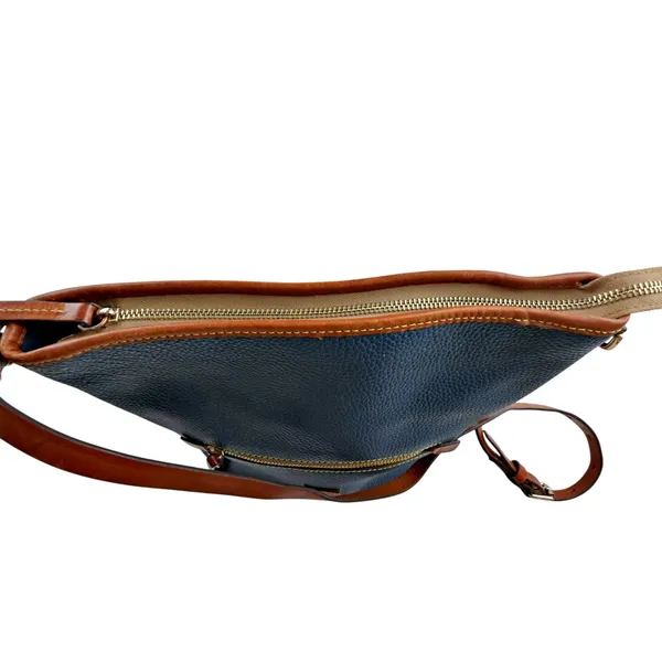 Dooney & Bourke Pebble Grain Leather Zip Sac Crossbody Bag Purse Jeans Blue - Image 5