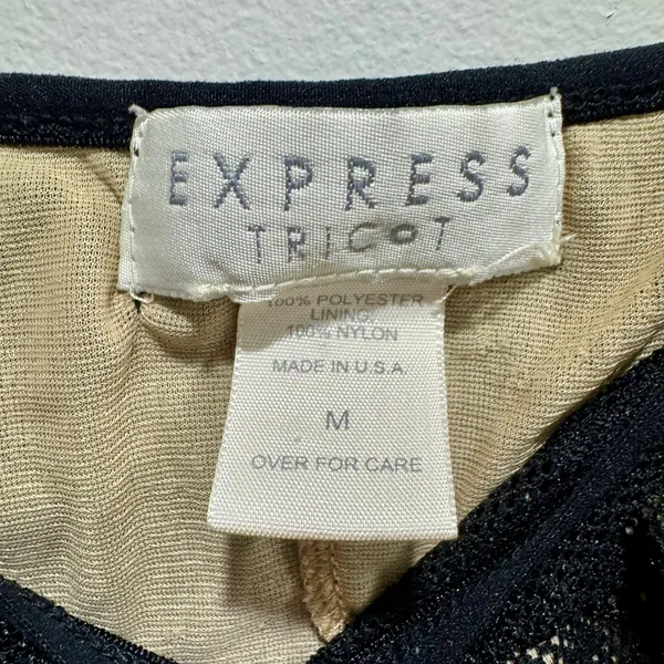 Vintage 90s Express Tricot Black Floral Mesh Lace Cami Top M - Image 2