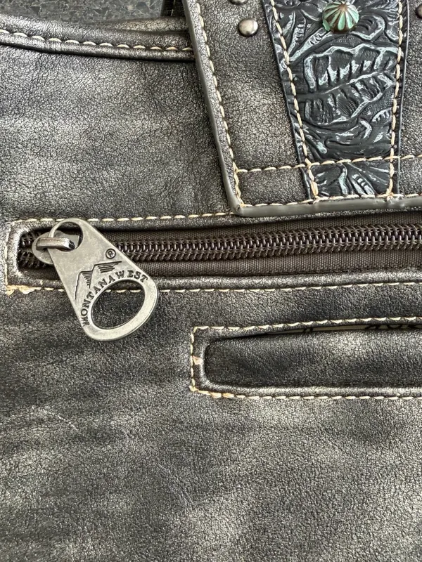 Montana West Studded Floral Tooled Western Crossbody Purse - Image 8