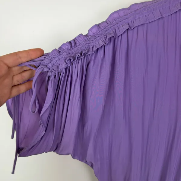 Ramy Brook‎ Purple Smocked Waist Tiered Mini Dress Medium Cocktail Party Flowy - Image 3