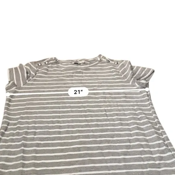 LOFT NWT Striped T-Shirt Dress Size‎ XL Gray White Short Sleeve Casual Soft Knit - Image 5