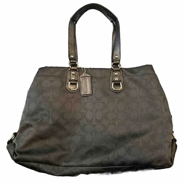Coach Ashley Metallic Signature C‎ Shoulder Bag Charcoal Gray F18776 - Image 4
