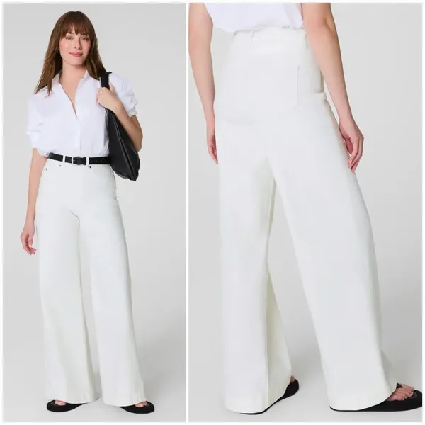 Spanx NEW SPANXshape EveryWear Wide Leg Jeans in Chalk Shaping Office Career Size 3X - Image 2