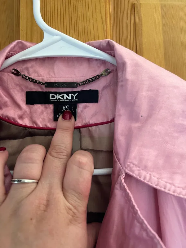 Pink Stylish DKNY Fitted Trench Coat XS - Image 7