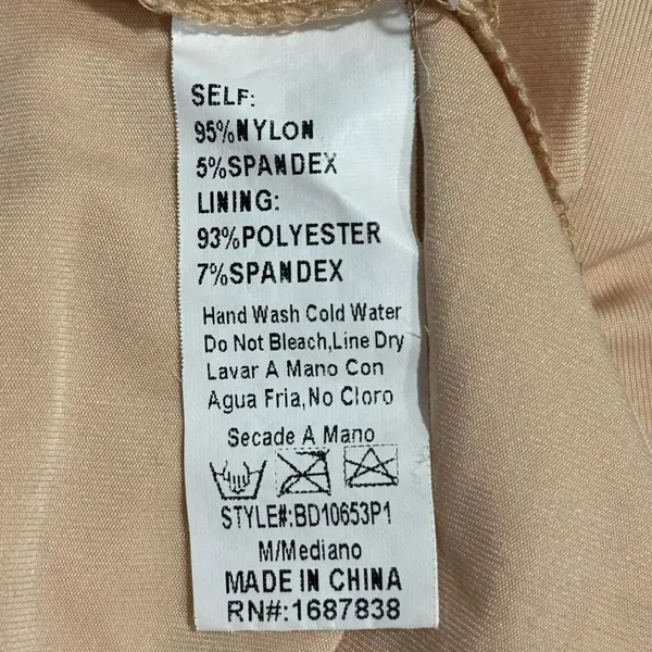 Windsor Sequin V-Neck Long Sleeve Dress - Tan EUC - Image 5