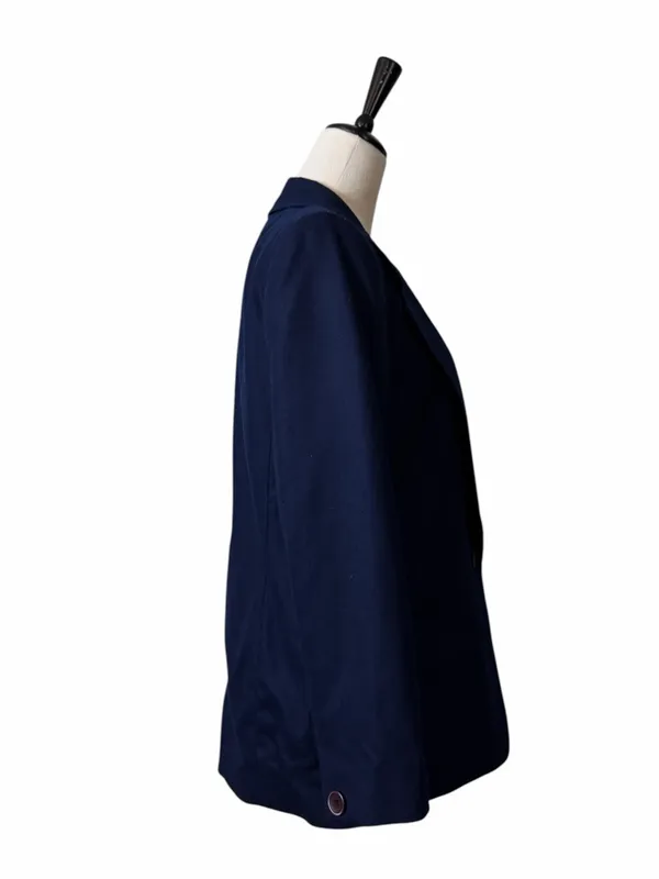 Pendleton Vintage Virgin Wool Blazer Size 12 Single Button Lined Solid Blue 90s - Image 4