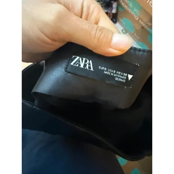 Zara Black Faux Leather Side Zip Ankle Pants - Image 4