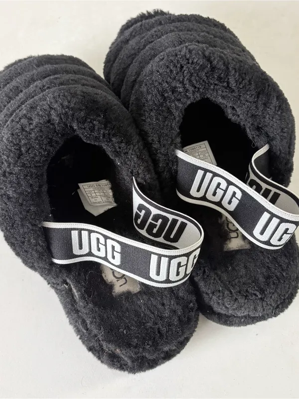 UGG Fluff Yeah Slide Women's Sheepskin Slipper Sandals Black Size 9 - Image 2