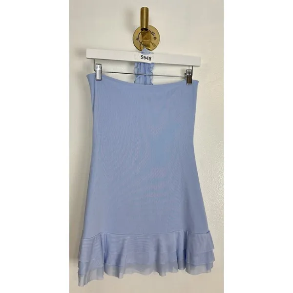 EDIKTED Thalia Rosette Ruffle Strapless Minidress in Blue Size Medium - Image 8