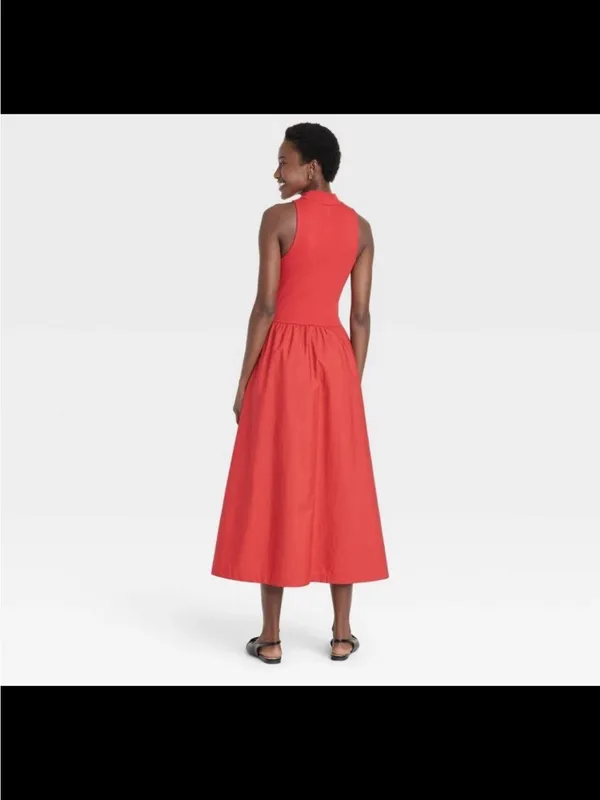 New With Tags A New Day Red Mock Neck Sleeveless Maxi Dress Sz S - Image 2