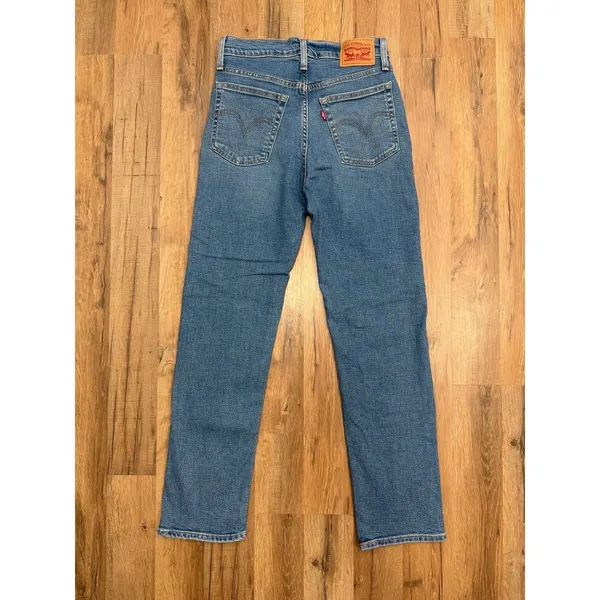 Levi's Wedgie Straight Jeans Women 27 W27 L28 High Rise Button Fly Blue Denim - Image 3