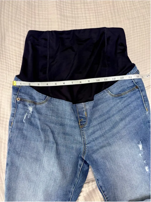 Women's Isabel Maternity Blue Distressed Bermuda Shorts Size 8 - Image 6