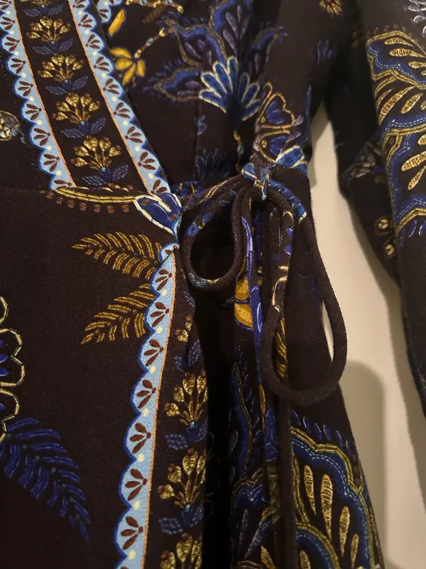 FARM Rio Brown Garden Floral Wrap Mini Dress Size S - Image 10