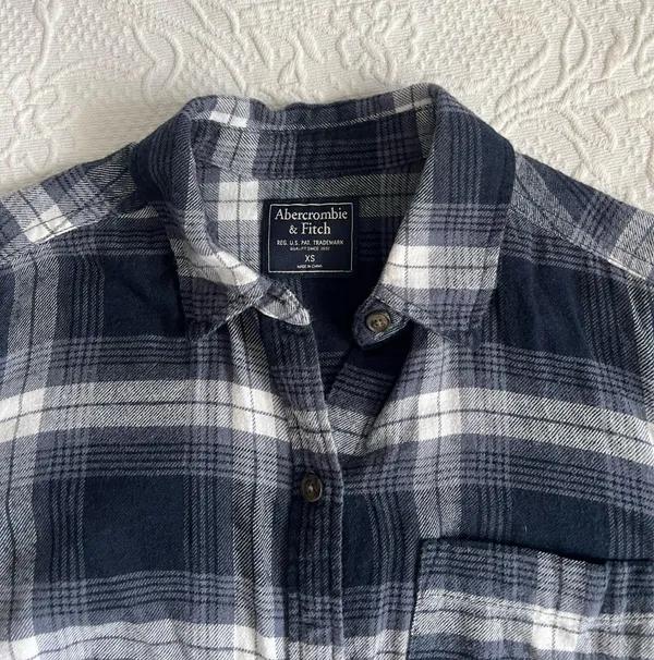 Womens Abercrombie and Fitch Navy Plaid Shirt - Image 2