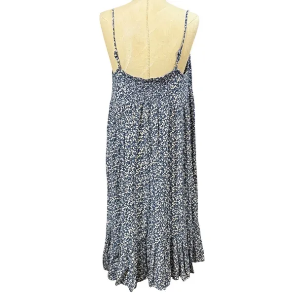 Arizona Jean Co L Blue Floral Tie Front Button Down Ruffle‎ Midi Dress Cottage - Image 4