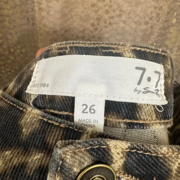 Seven7 Leopard Print Denim Cut Off Short Booty Low Rise Y2K Shorts 26 NWT - Image 6