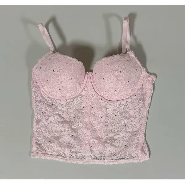 Victoria’s Secret Pink Pastel Diamond Diamonds Bustier Corset Bralette Bra Top Lingerie Size S 🎀✨ - Image 3