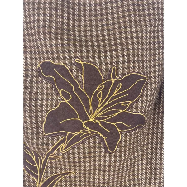 CIDER S Brown Tweed Floral Applique Sleeveless Mini Dress Cottagecore Academia - Image 3