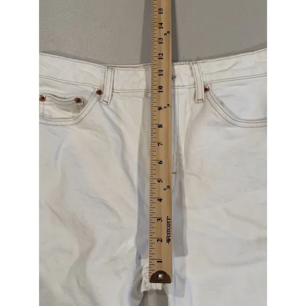 Topshop Jeans Women 29** White High Rise Raw Hem Travel Coastal Cottage Vacation - Image 5