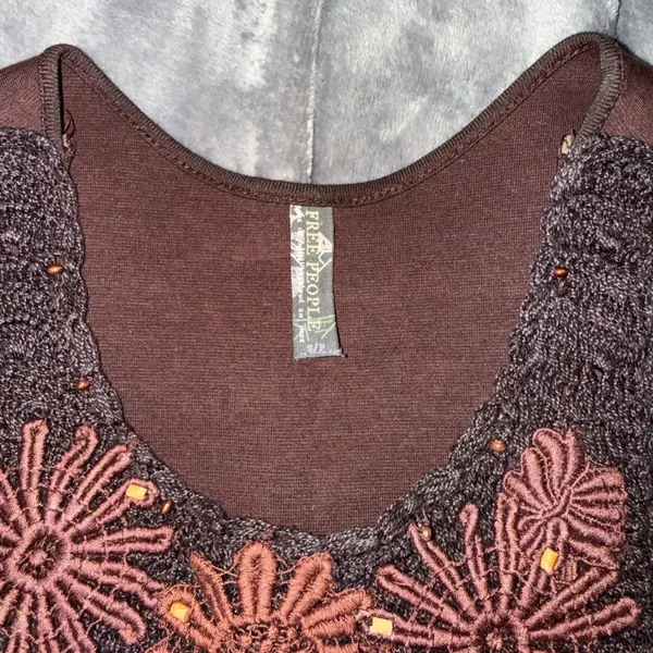 Free People Morning Meadows Crochet Applique Mini Dress S Fairy Grunge Boho - Image 3