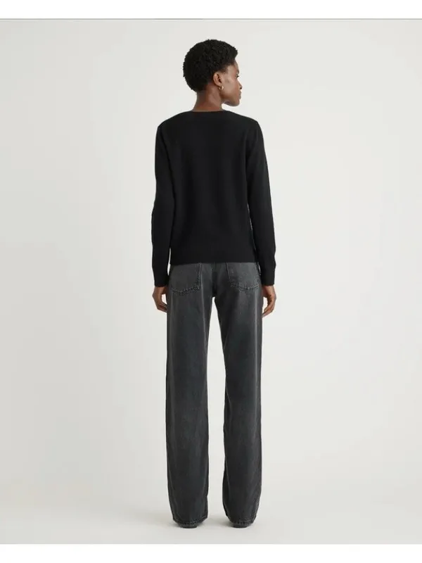 Quince Mongolian Cashmere V-Neck Sweater Black Size M - Image 2