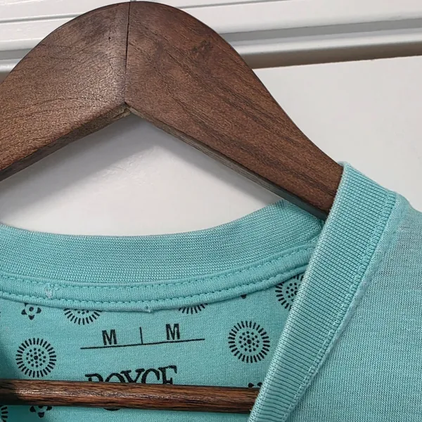 Royce Turquoise Blue Crewneck T-shirt Raw Edge Size Medium Casual Work Comfort - Image 5