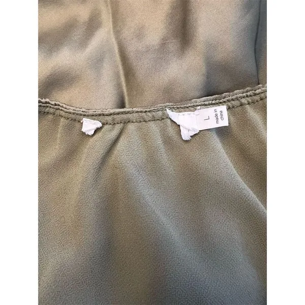 NWOT ASTR The Label Women's Mona Satin Mini Dress Tie Straps Size L Olive Green - Image 5