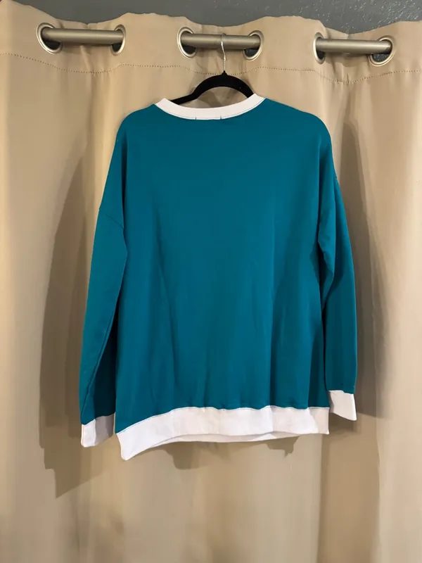 NWT Fantaslook Teal Sweatshirt with White Trim - Image 2