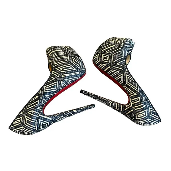 Christian Louboutin Daffodile Platform Pumps Heels Panama Geometrico Size 39 - Image 13
