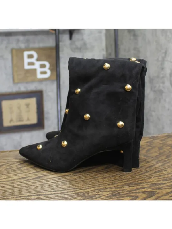 A New Day Studded Mid-Calf Pointed-Toe Boots 94568939 Jet Black / Gold 6M - Image 3