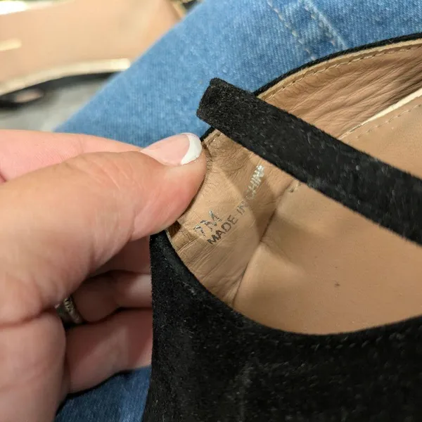 Linea Paolo Black Suede Demi D'Orsay Flats Size 7 - Image 9