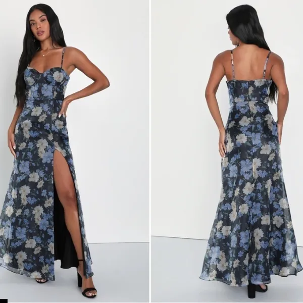 LULUS Bustier Sexy Floral Prom Wedding Chic Elegant Maxi Dress - Image 4