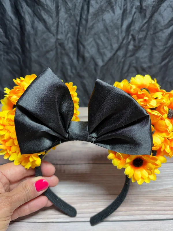 Sunflower Minnie Ears Headband with Bow Yellow Size undefined - Image 2