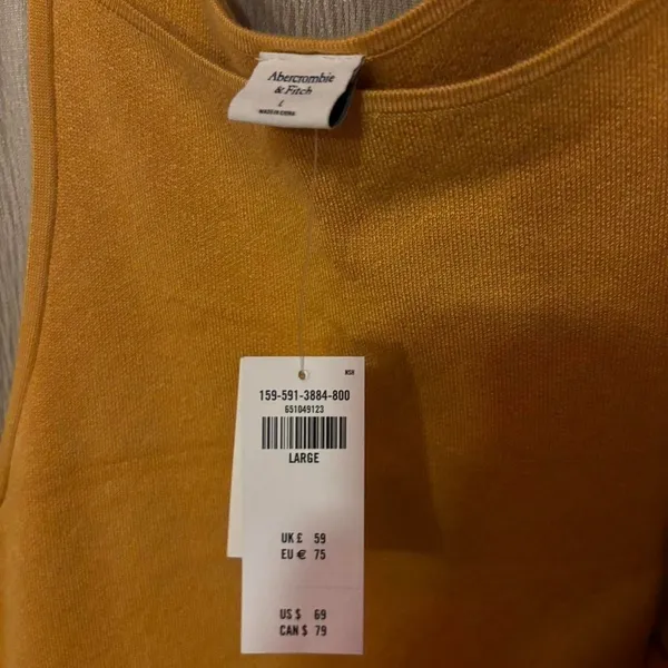 Abercrombie & Fitch NWT‎ Mustard Yellow High Neck Knit Mini Dress Large - Image 5
