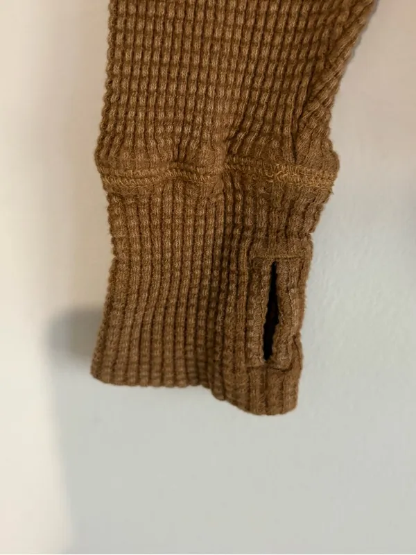 Aerie Waffle Thermal Henley long sleeve shirt brown tan‎ size small - Image 6